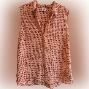 CAbi Red Blossom Blouse Sleeveless Top XL (Style 3982)